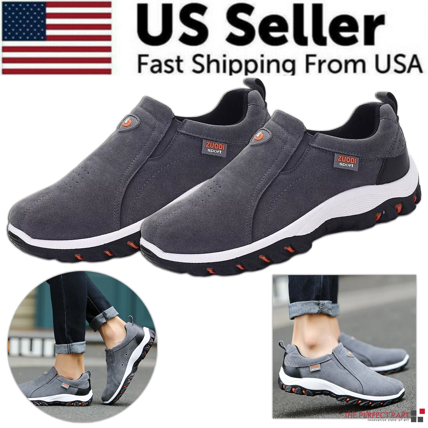 Men's Loafer Slip On Athletic Shoes Casual Walking Sneakers Outdoor