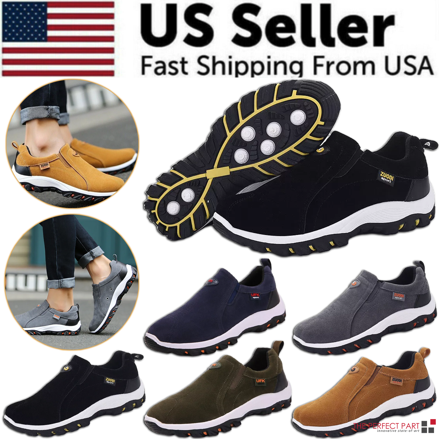 Men's Loafer Slip On Athletic Shoes Casual Walking Sneakers Outdoor