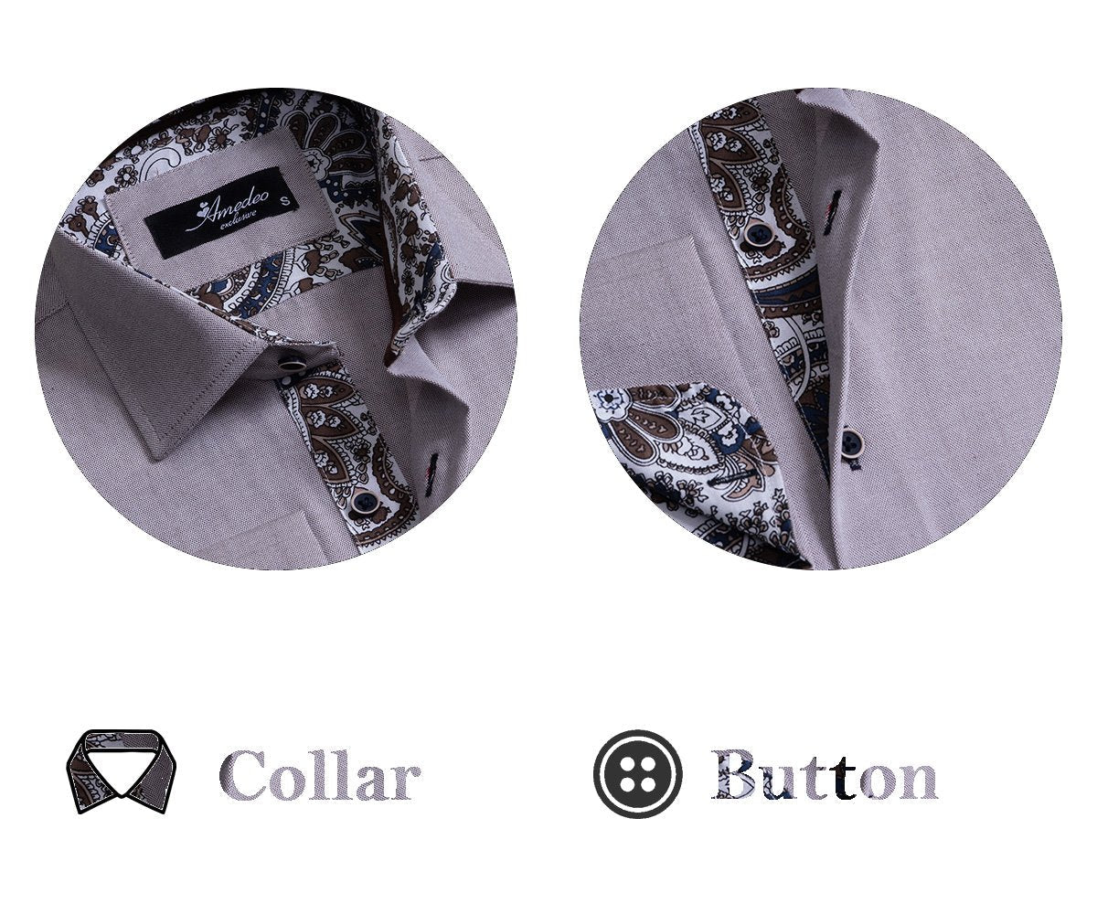 Light Purple Men's Slim Fit French Cuff Shirts with Cufflink Holes -