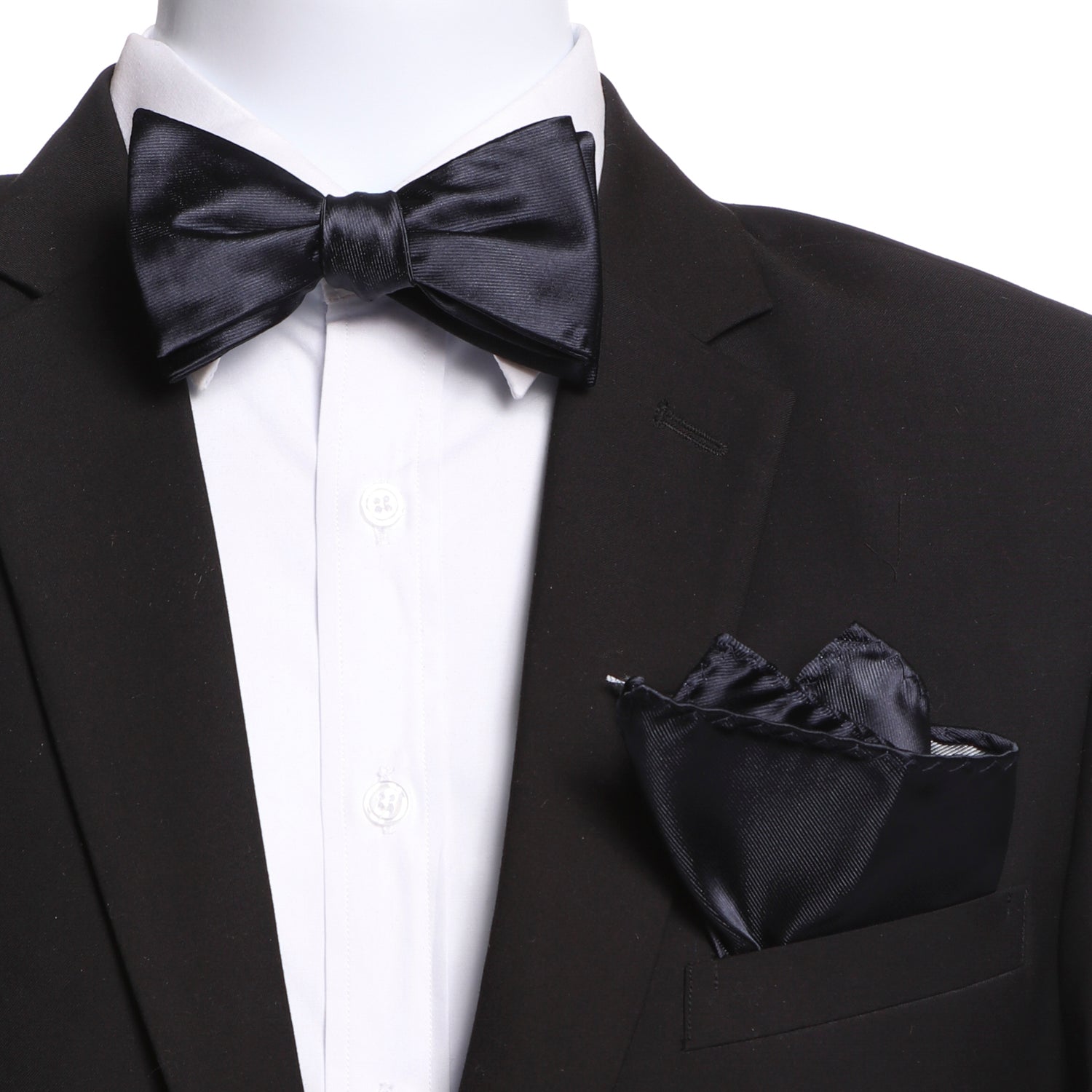 Men's Solid Black Silk Self Bow Tie