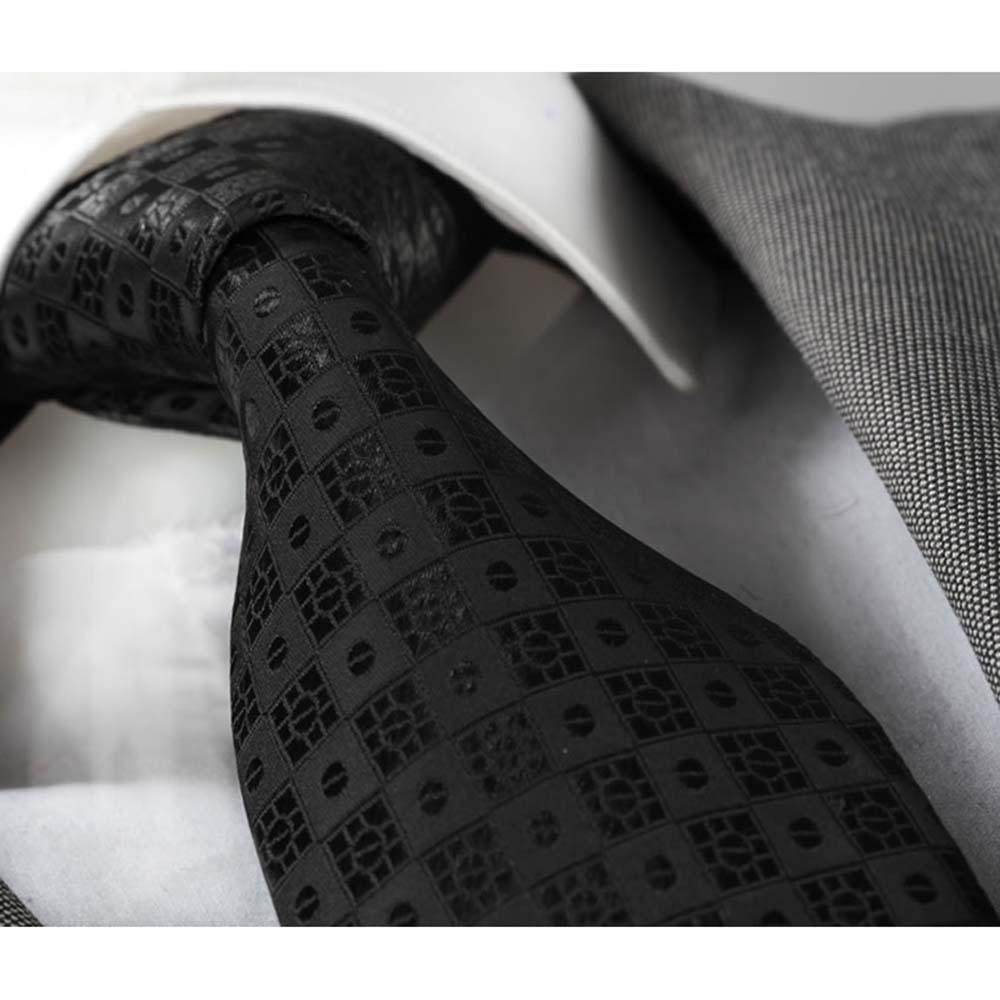 Men's Fashion Black Squares Neck Tie Gift box