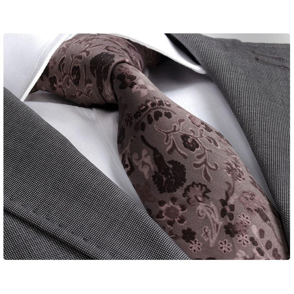 Men's Fashion Brown Paisley Neck Tie Gift box