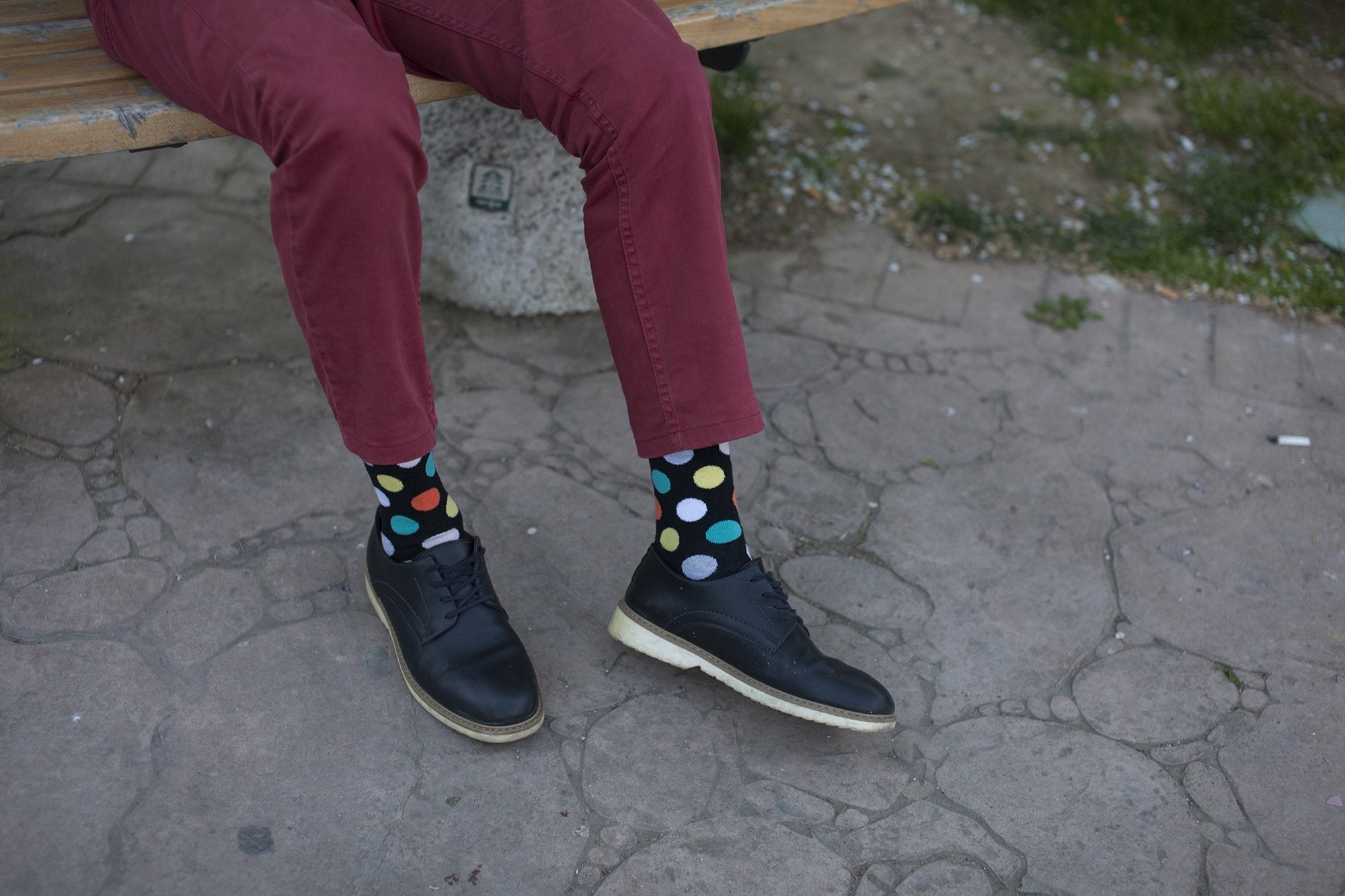 Men's Mixed Black Dot Socks