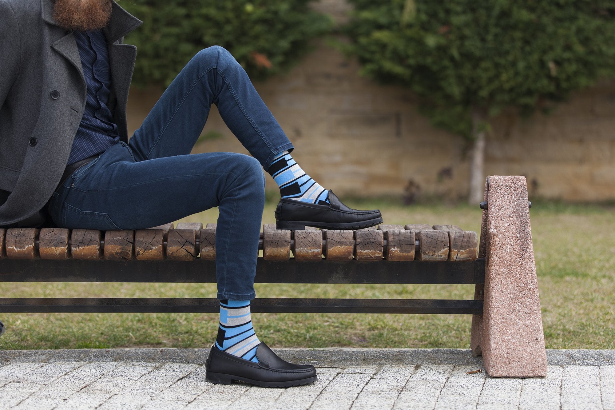 Men's Blue Patterned Socks