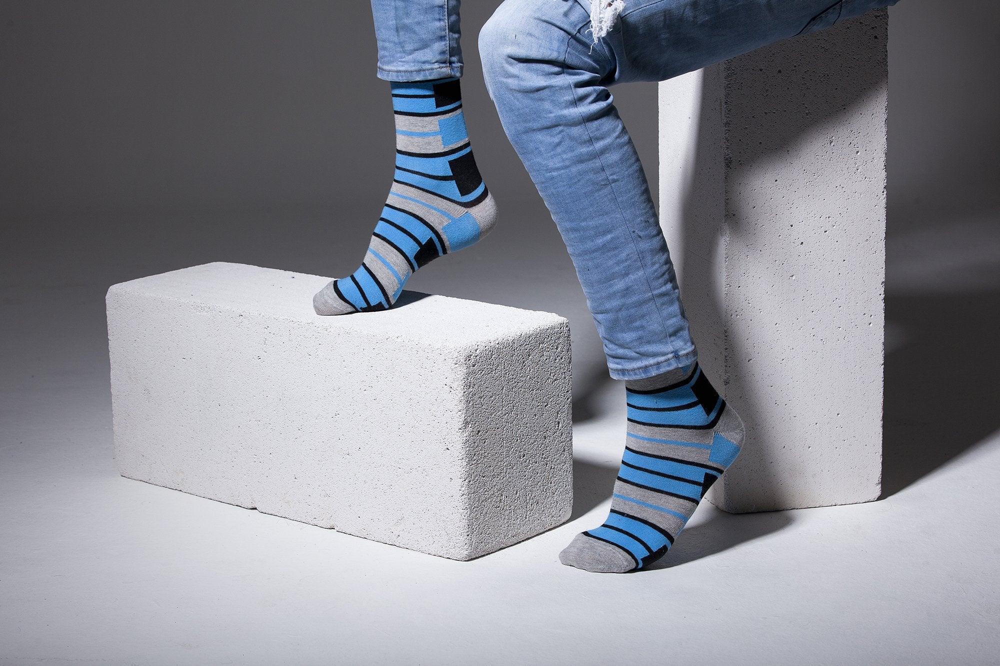 Men's Blue Patterned Socks