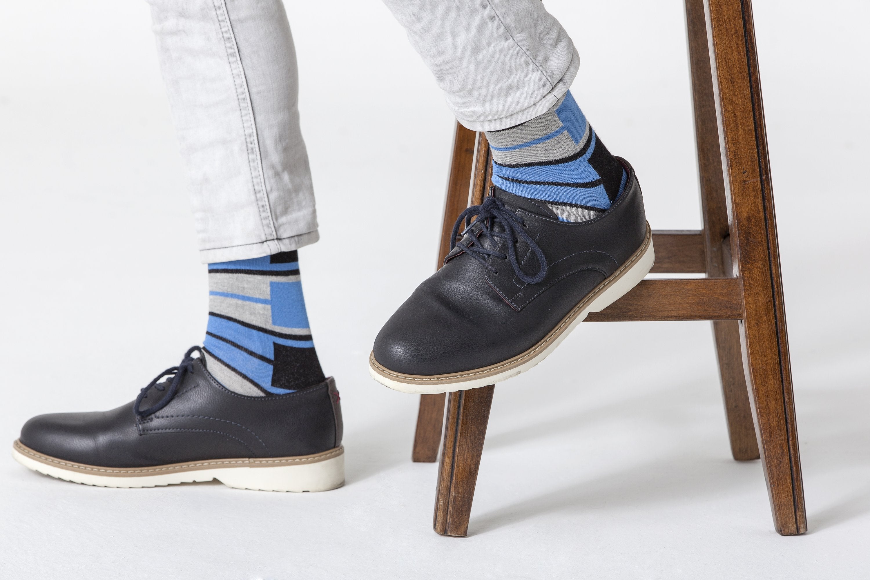 Men's Blue Patterned Socks