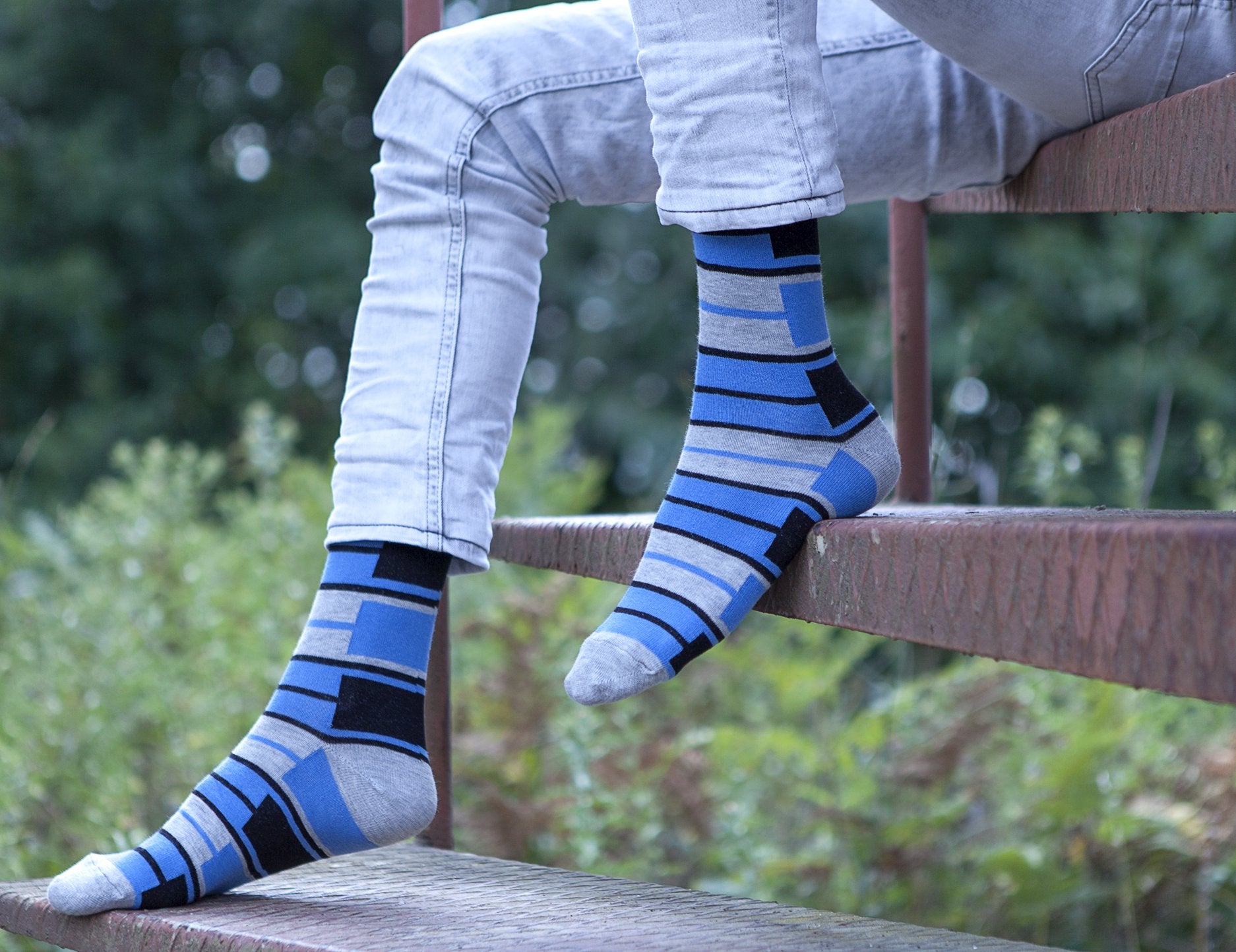 Men's Blue Patterned Socks