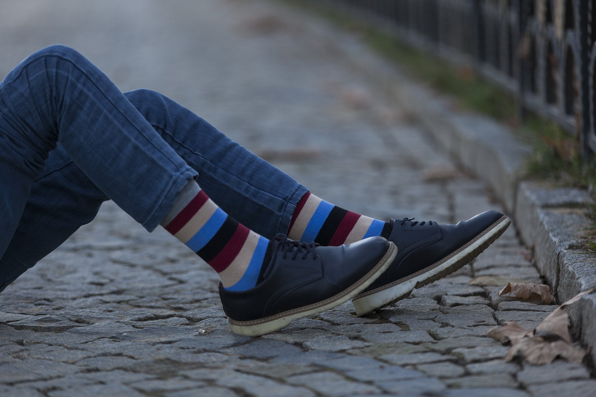 Men's Beige Stone Stripe Socks