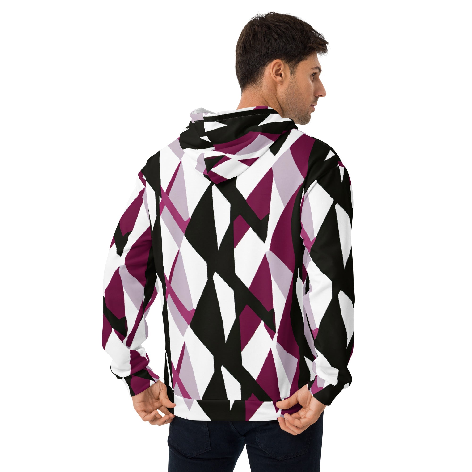 Mens Graphic Hoodie Pink Mauve Pattern 2