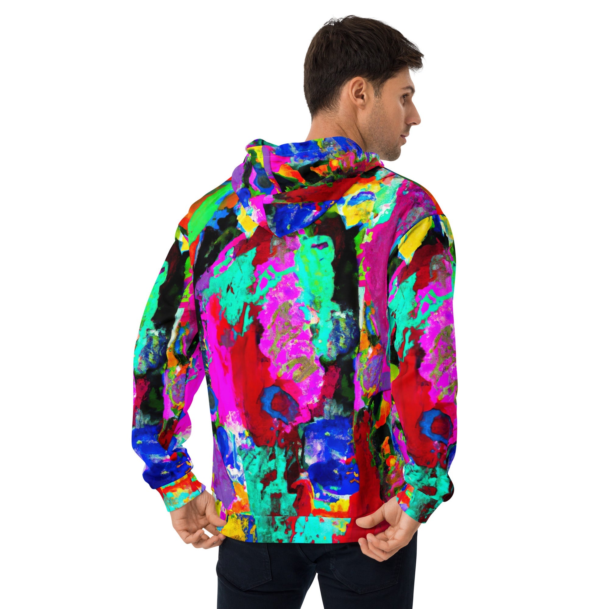 Mens Graphic Hoodie Multicolor Abstract Pattern