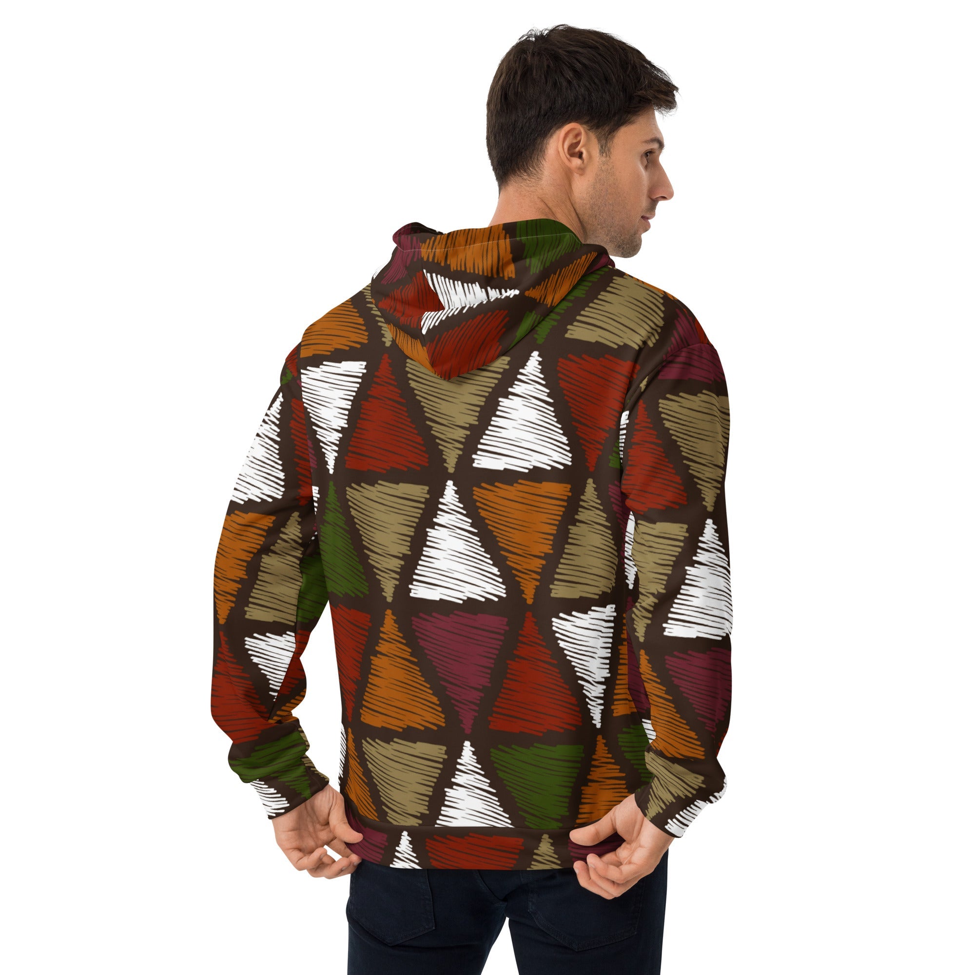 Mens Graphic Hoodie Multicolor Tribal Pattern