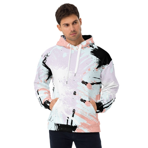 Mens Graphic Hoodie Pink Black Abstract Pattern