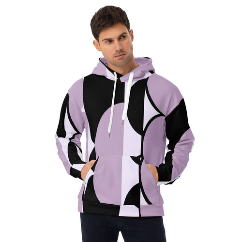 Mens Graphic Hoodie Geometric Lavender And Black Pattern 2