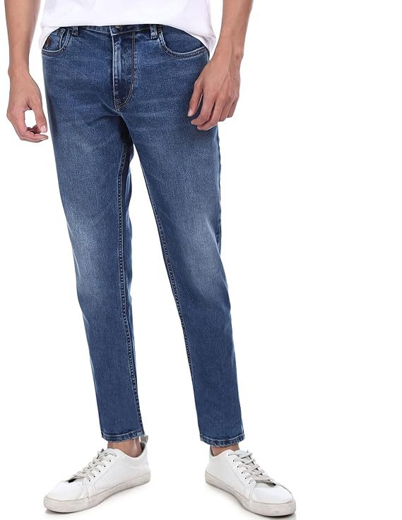 Men's Regular Fit  Full-length Jeans (Size-M) (Color-BLUE)