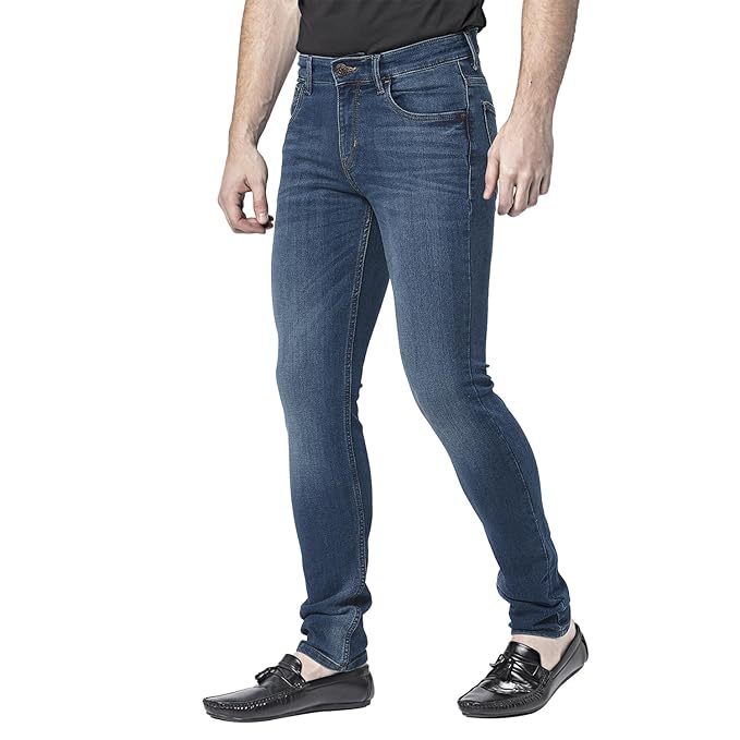 Men's Mid Rise Slim Fit Solid Denim Jeans (Size-L) (Color-BLUE)