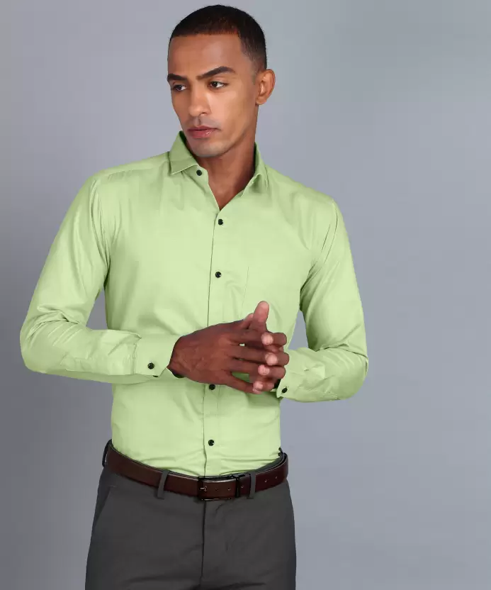 Men Regular Fit Washed Casual Shirt Green