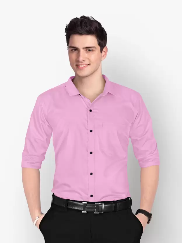 Men Regular Fit Washed Casual Shirt Pink