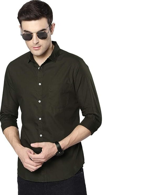 Men's Solid Slim Fit Cotton Casual Shirt SIZE-XL COLOR-DARK GREY