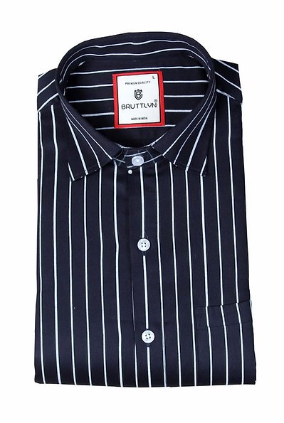 Men's Dark Blue Striped Shirt Size M