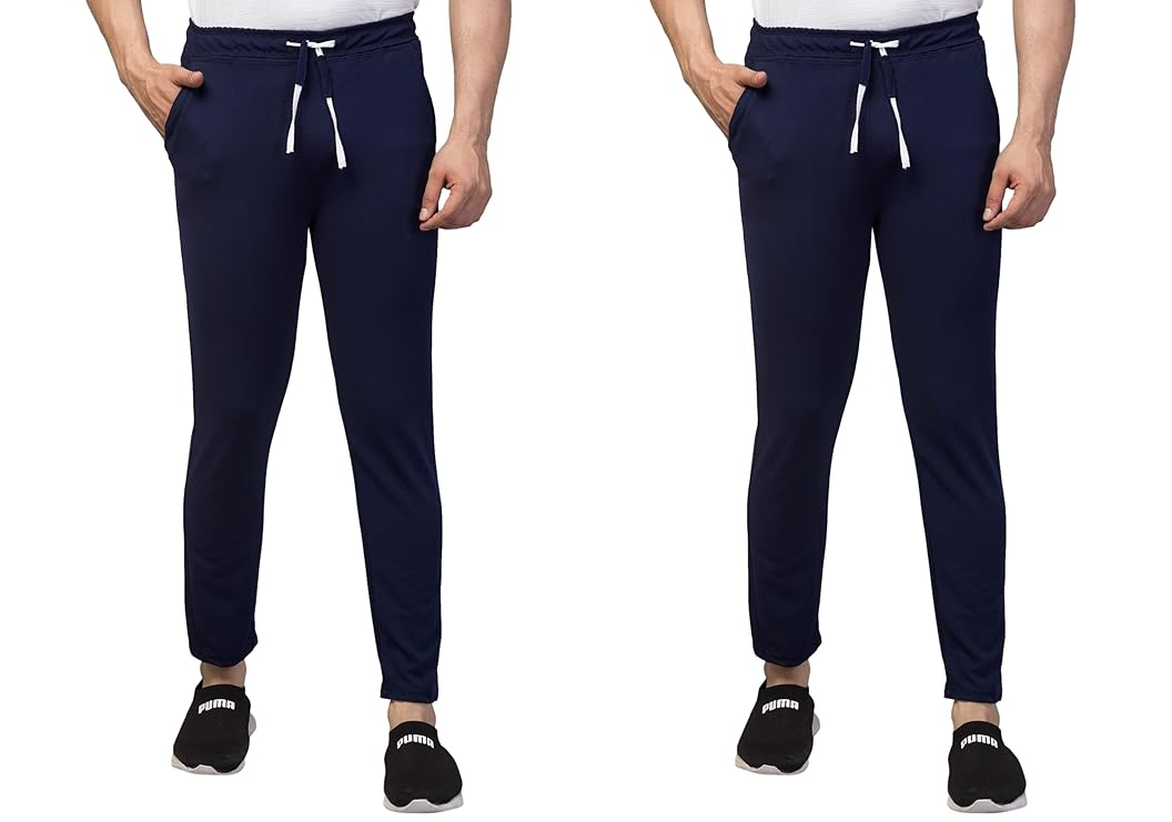 BLUE Men's Regular Fit Trackpants pack of 2 SIZE L