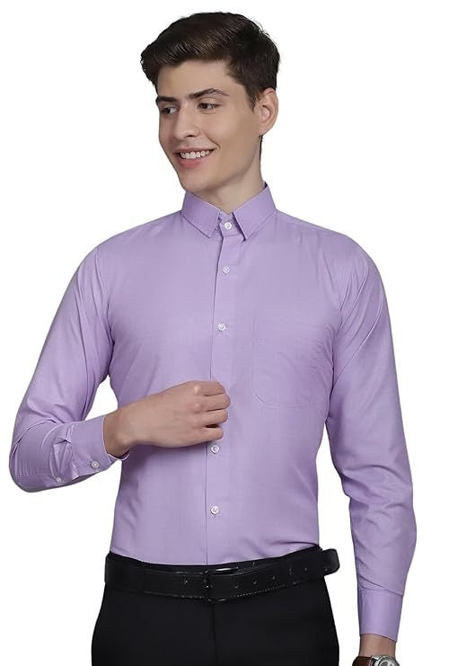 Men's Solid Slim Fit Cotton Casual Shirt SIZE-L COLOR-LIGHT PURPLE