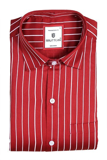 Men Red Striped Shirt Size M