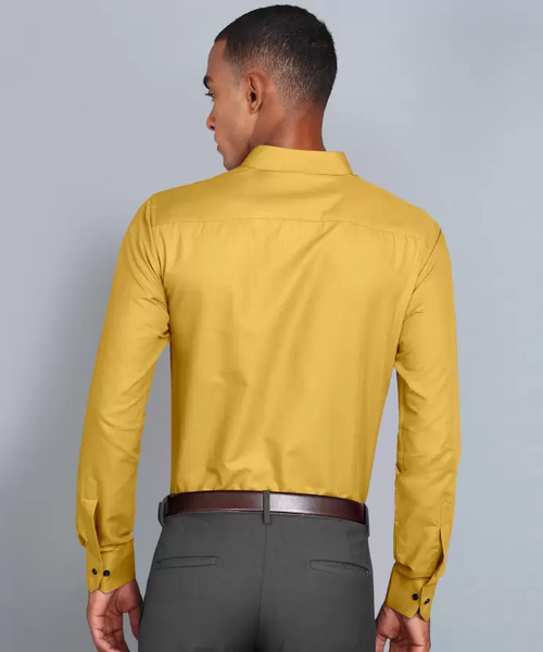 Men Regular Fit Washed Casual Shirt Yellow