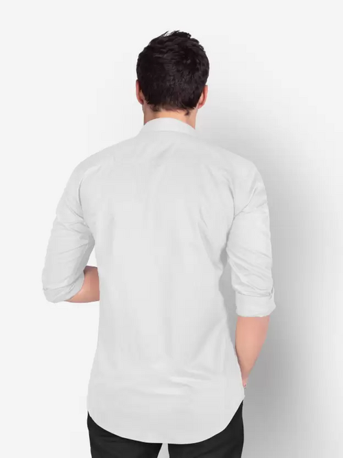 Men Regular Fit Washed Casual Shirt White