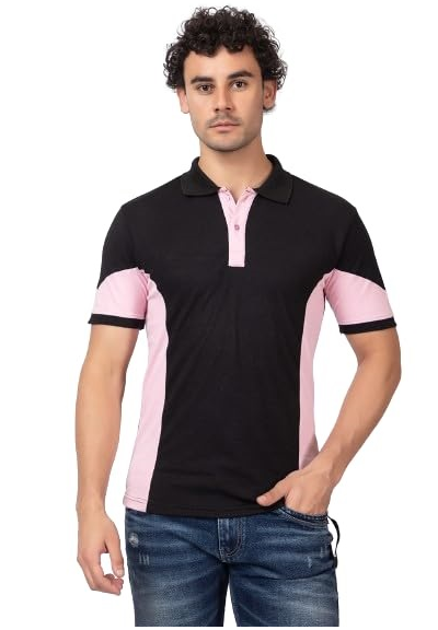 Men's Color Block Polo Shirt, Blue/Pink