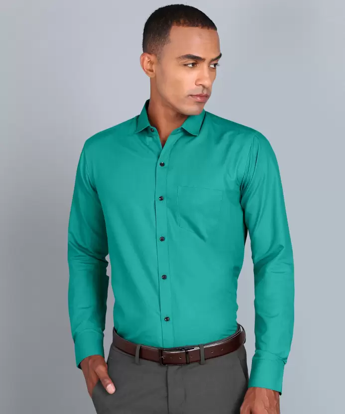 Men Regular Fit Washed Casual Shirt Green