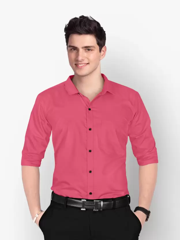 Men Regular Fit Washed Casual Shirt Dark pink