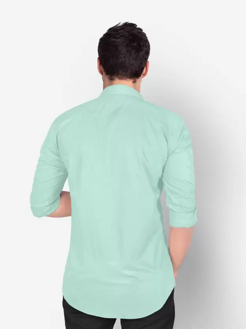 Men Regular Fit Washed Casual Shirt Light Green