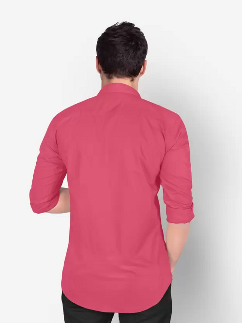 Men Regular Fit Washed Casual Shirt Dark pink