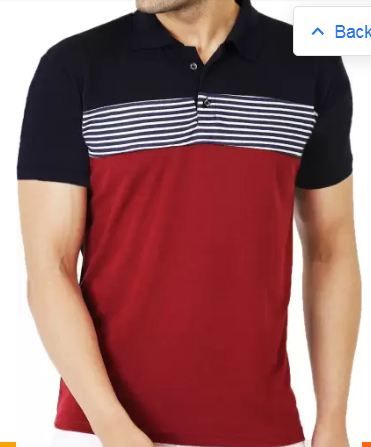 Men Colorblock Polo Neck Cotton Blend Multicolor T-Shirt S