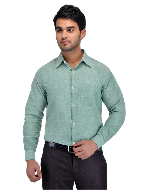 Men's Solid Slim Fit Cotton Casual Shirt SIZE-XL COLOR-GREEN