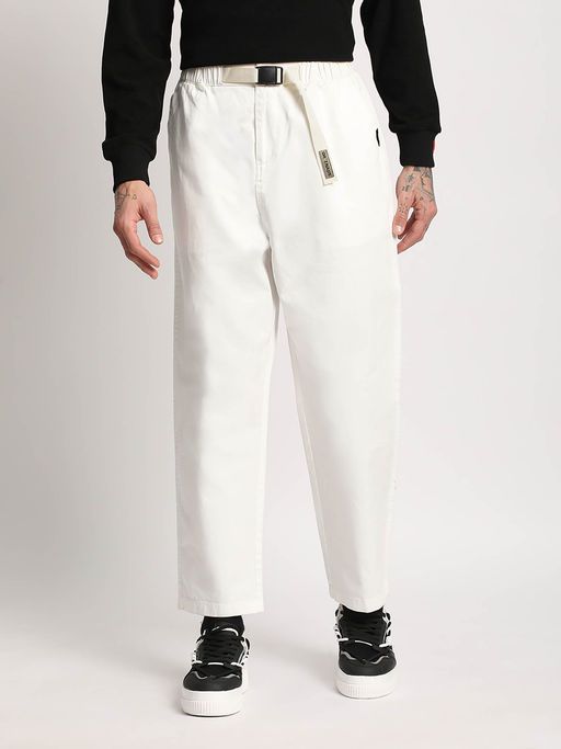 Men Cotton Loose Fit White Trouser