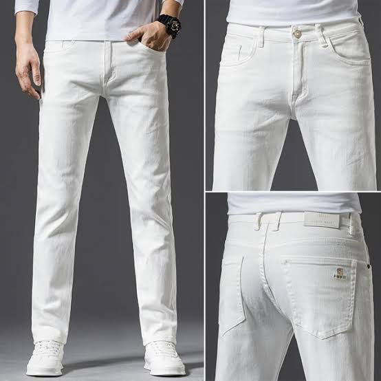 Men Regular Fit Pure Cotton jeans WHITE 28