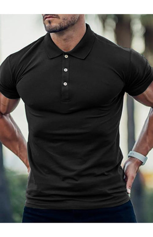 Men's Spring/Summer Fashion Basic Solid Color POLO Shirt