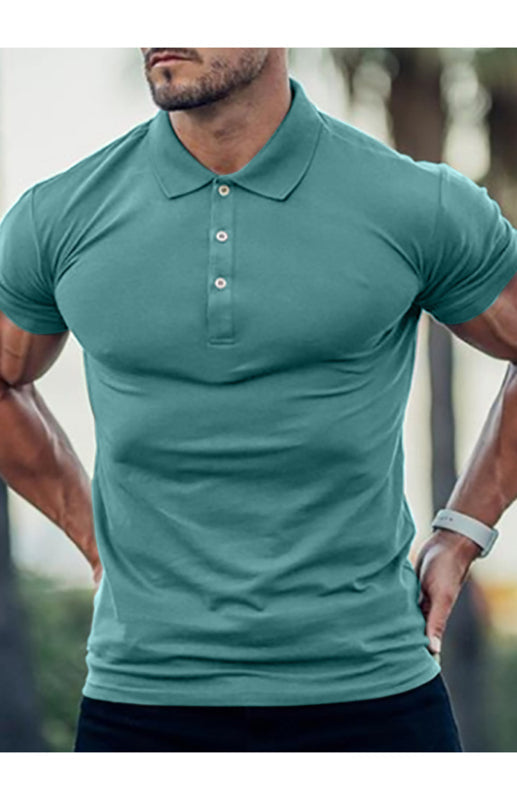 Men's Spring/Summer Fashion Basic Solid Color POLO Shirt