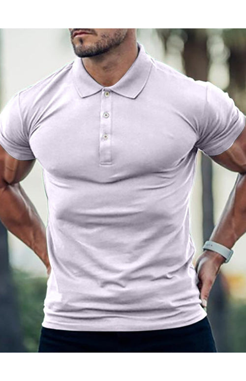 Men's Spring/Summer Fashion Basic Solid Color POLO Shirt