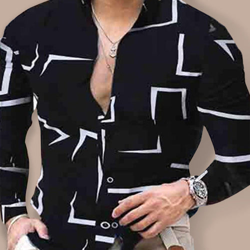 Men's Spring/Summer Fashion Printed Long Sleeve Shirt