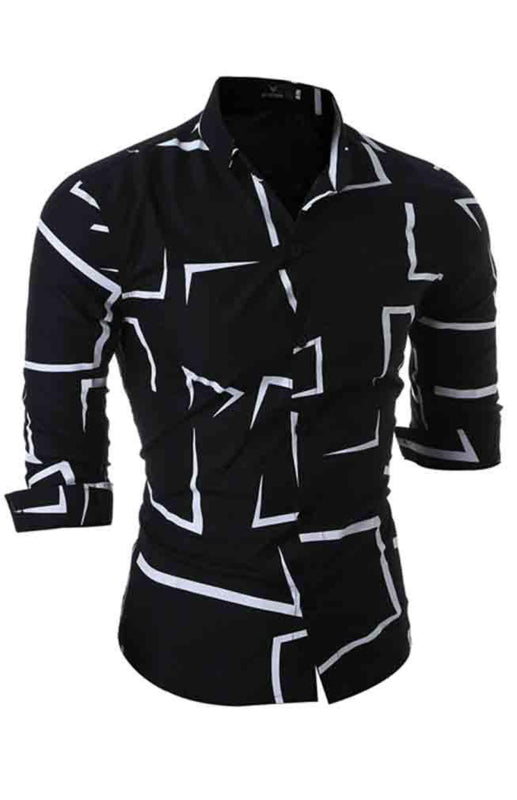 Men's Spring/Summer Fashion Printed Long Sleeve Shirt