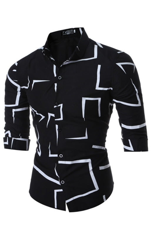 Men's Spring/Summer Fashion Printed Long Sleeve Shirt