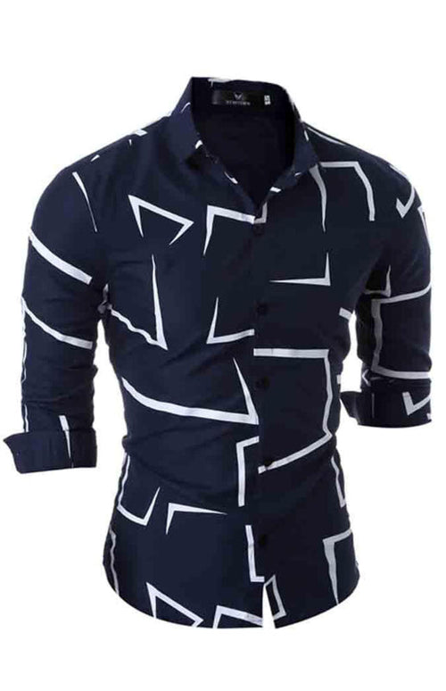 Men's Spring/Summer Fashion Printed Long Sleeve Shirt