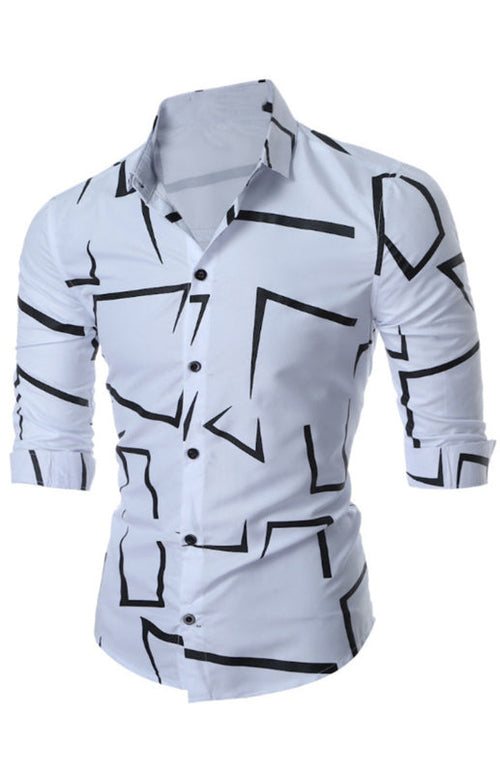 Men's Spring/Summer Fashion Printed Long Sleeve Shirt