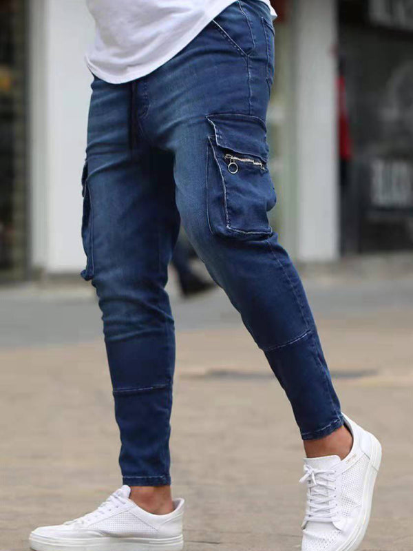 Men's trendy fashion all-match cargo jeans