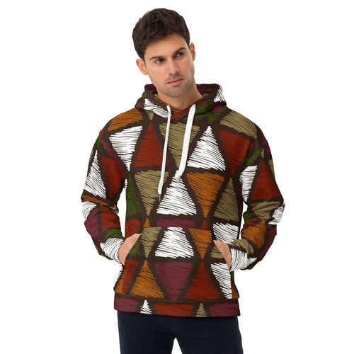 Mens Graphic Hoodie Multicolor Tribal Pattern