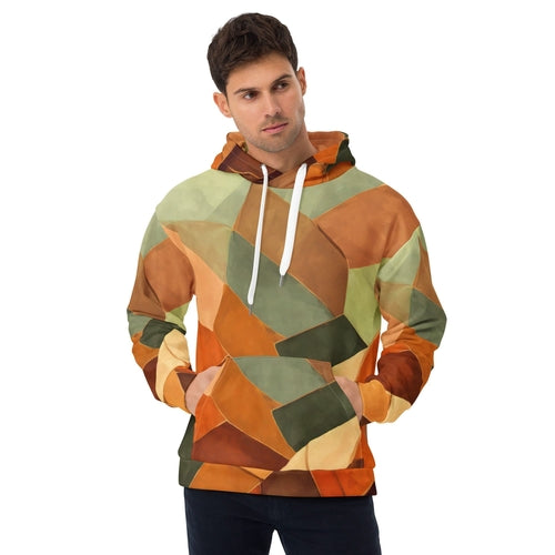 Mens Graphic Hoodie Rustic Red Abstract Pattern