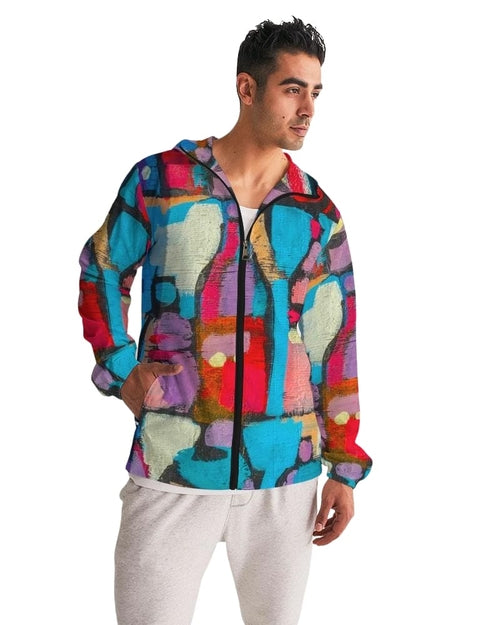 Mens Hooded Windbreaker - Multicolor Casual/sports Water Resistant