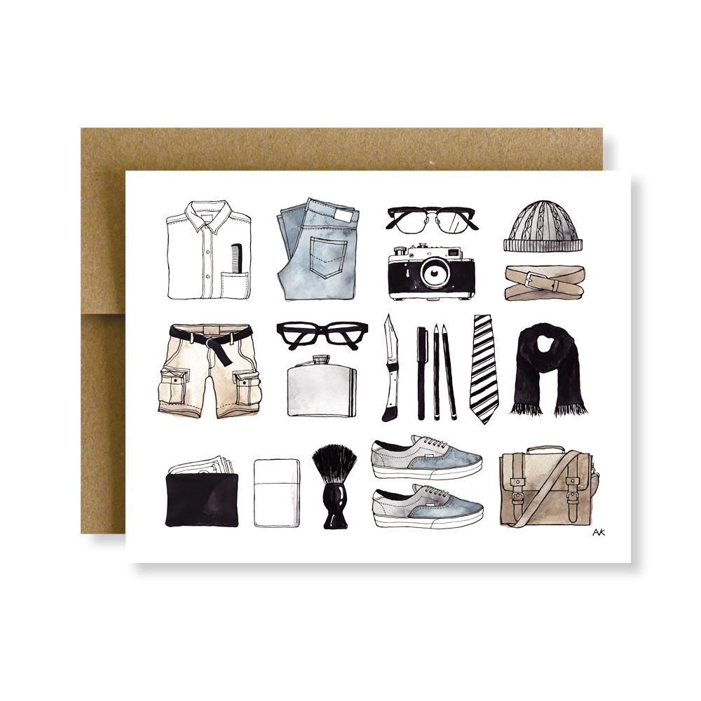 Men's Fashion Illustration Stylish Father Card